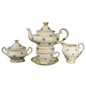 Чайный сервиз на 6 персон 15 предметов  Bohemia Porcelan Moritz Zdekauer 1810 s.r.o. "Анжелика /Мелкие цветы /СК" подарочная упаковка / 098883