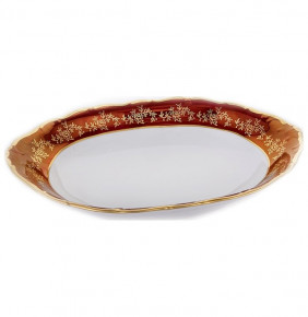 Блюдо овальное (глубокое) для хлеба  Bavarian Porcelain "Мария-Тереза /Барокко Красный" / 133764