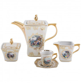 Кофейный сервиз на 6 персон 15 предметов  Royal Czech Porcelain "Львов /Барокко /Перламутр" / 204659