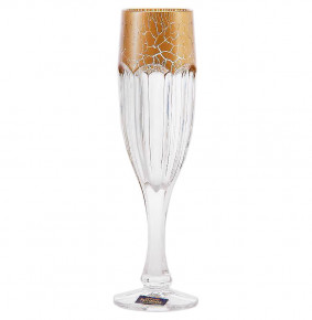 Бокалы для шампанского 150 мл 6 шт  Crystalite Bohemia "Сафари /Кракле золото" / 064353
