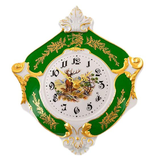 Часы 27 см настенные гербовые  Leander &quot;Мэри-Энн /Охота зелёная&quot; / 157778