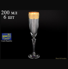 Бокалы для шампанского 200 мл 6 шт  Crystalex CZ s.r.o. "Элизабет /Золотой узор /935" / 041770