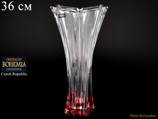 Ваза для цветов 36 см  Crystalite Bohemia &quot;Флораль /Красное дно&quot; / 075759