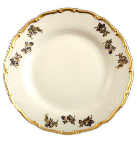 Набор тарелок 19 см 6 шт  Bohemia Porcelan Moritz Zdekauer 1810 s.r.o. &quot;Анжелика /Золотисто-синие розочки /Отводка золото /СК&quot; / 094061