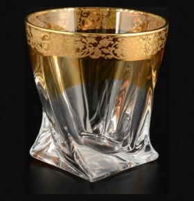 Стаканы для виски 340 мл 6 шт  Crystalite Bohemia "Квадро /Амбер с золотом" / 099968