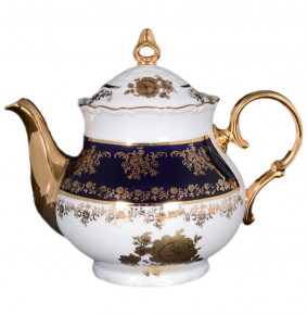 Заварочный чайник 1,2 л  Bohemia Porcelan Moritz Zdekauer 1810 s.r.o. "Офелия /Золотые розы /Кобальт" / 083821