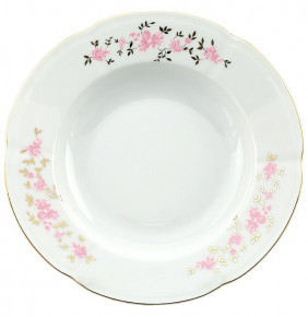 Набор тарелок 22,5 см 6 шт глубокие  Cmielow "Болеро /Розовые цветочки" / 034718