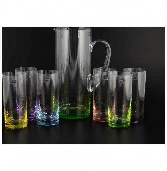 Набор для воды 7 предметов (кувшин 1,5 л + 6 стаканов)  Crystalex CZ s.r.o. &quot;Ассорти&quot; / 101385