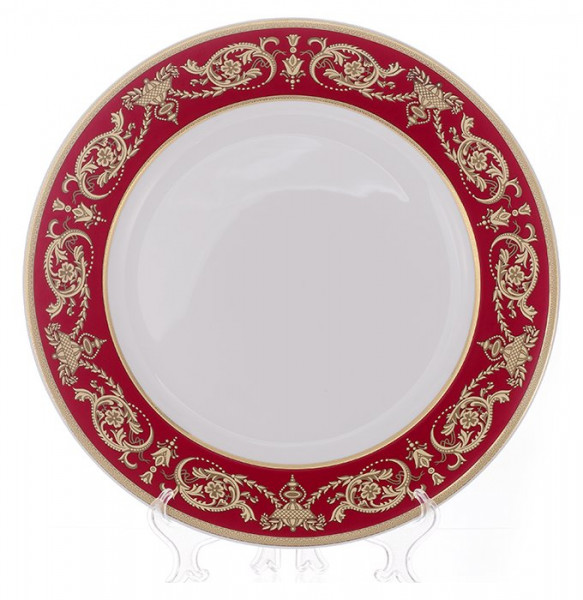 Блюдо 32 см круглое  Bavarian Porcelain &quot;Александрия /Золотой узор на красном&quot; / 070310