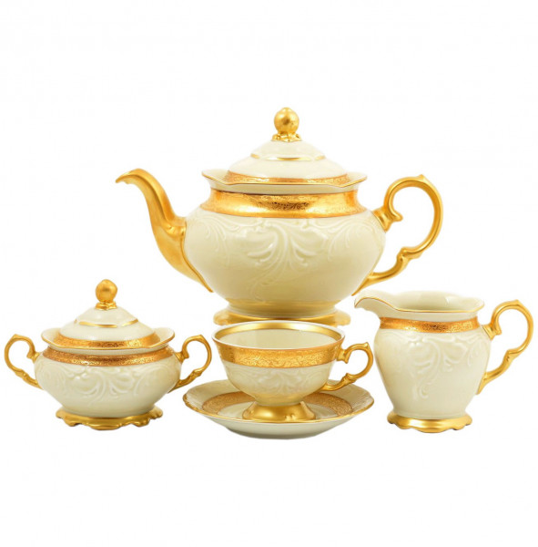 Чайный сервиз на 6 персон 15 предметов  Sterne porcelan &quot;Фредерика /Матовая лента /СК&quot; / 125448