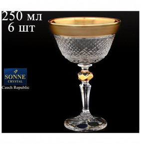 Креманки/мартинки 250 мл 6 шт  Sonne Crystal "Хрусталь с золотом" / 067789