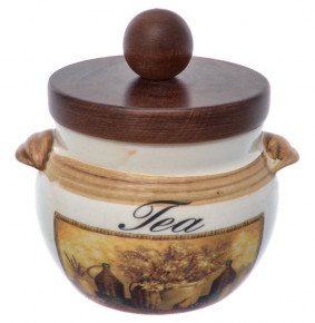 Банка для чая 9 х 9 см с деревянной крышкой  Ceramica Cuore "Натюрморт"  / 226200