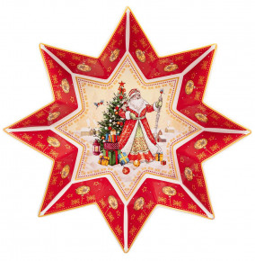 Блюдо 32 х 5 см красное Звезда  LEFARD "С Новым годом! /Дед мороз" / 259738