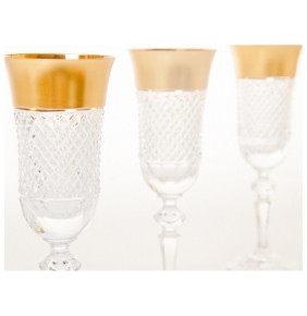 Бокалы для шампанского 150 мл 6 шт  Sonne Crystal "Фелиция /Хрусталь с золотом" / 048181