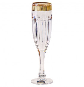 Бокалы для шампанского 150 мл 6 шт  Crystalite Bohemia "Сафари /С золотом /375545" / 039185