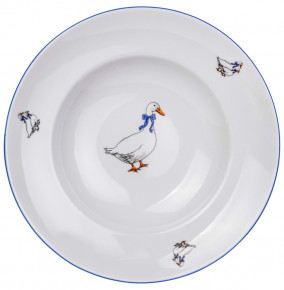 Набор тарелок для пасты 29 см 6 шт глубокие  Cmielow "Казуб /Гуси /Голубая отводка" / 264482