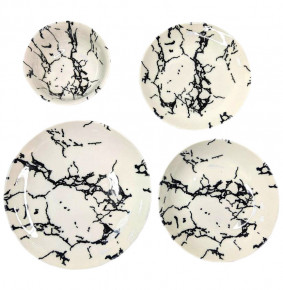 Набор тарелок 24 предмета на 6 персон  O.M.S. Collection "TULU /Серый мраморный дизайн" / 288921