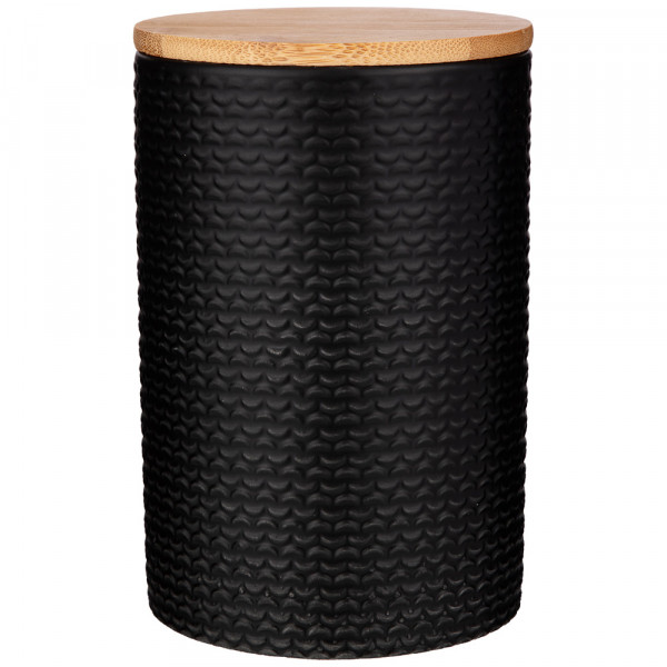 Набор банок для сыпучих продуктов 650 мл 3 шт с бамбуковой крышкой 10 х 10 х 15 см чёрные / 255015