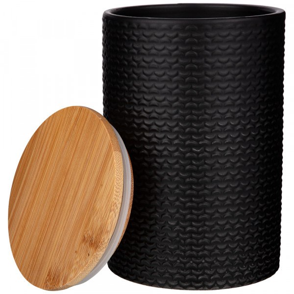 Набор банок для сыпучих продуктов 650 мл 3 шт с бамбуковой крышкой 10 х 10 х 15 см чёрные / 255015