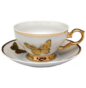 Набор чайных пар 230 мл 6 шт низкие н/н  Bohemia Porcelan Moritz Zdekauer 1810 s.r.o. "Офелия /Бабочки" / 036135