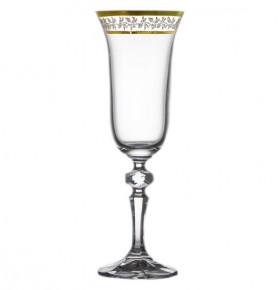 Бокал для шампанского 150 мл 1 шт  Crystalite Bohemia "Лаура /Золотые листики" / 209098