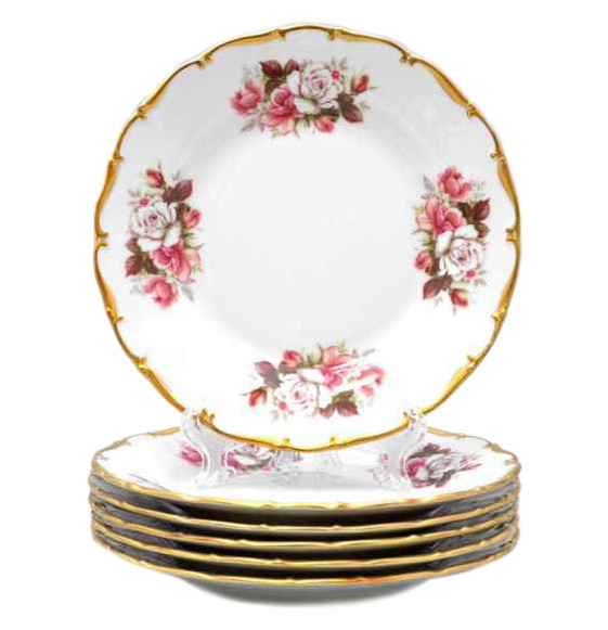 Набор тарелок 17 см 6 шт  Bohemia Porcelan Moritz Zdekauer 1810 s.r.o. &quot;Анжелика /Букет из роз&quot; / 010901