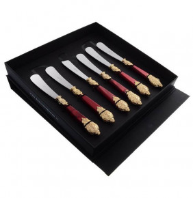 Столовые приборы 6 предметов Ножи для масла  Domus Design "D&D /Версаль" цвет бордовой жемчужины / 201404