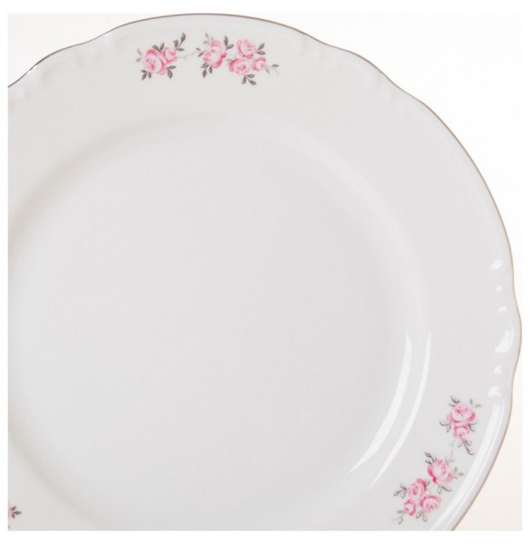 Набор тарелок 19 см 6 шт  Thun &quot;Констанция /Розовые розы /платина&quot; / 051215