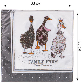 Салфетки бумажные 33 х 33 см 20 шт 3-х слойные  LEFARD "Family farm" / 337301