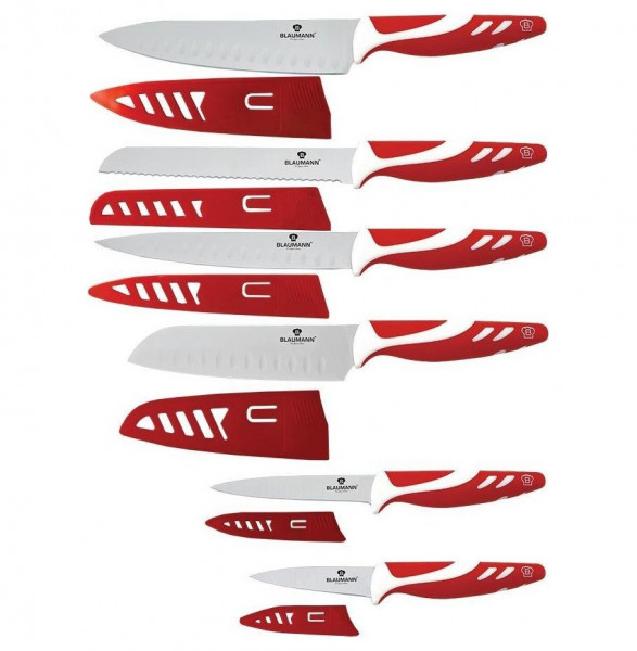 Набор кухонных ножей 12 предметов  Berlinger Haus &quot;Blaumann&quot; красные / 131633