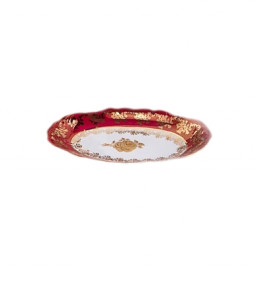 Блюдо 26 см овальное  МаМ декор "Фредерика /Золотая роза /красная" / 165747