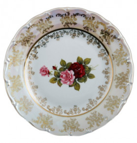Набор тарелок 21 см 6 шт  Bohemia Porcelan Moritz Zdekauer 1810 s.r.o. "Офелия /Роза перламутр" / 024600