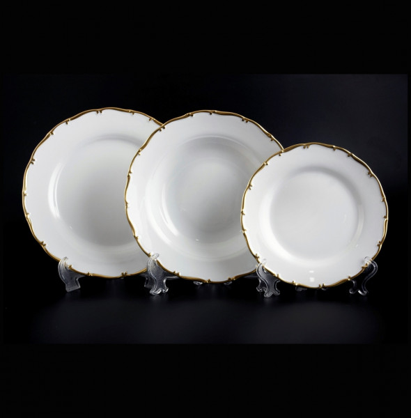 Набор тарелок 18 предметов (19, 23, 25 см)  Bohemia Porcelan Moritz Zdekauer 1810 s.r.o. &quot;Анжелика /Золотая отводка&quot; / 036120