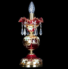 Лампа настольная 1 рожковая хрусталь "Лепка красная /Elite Bohemia" d-13 см, h-23 см, вес-2 кг / 136566