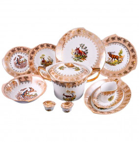 Столовый сервиз на 6 персон 25 предметов  Royal Czech Porcelain "Хаппа /Охота бежевая" / 203501