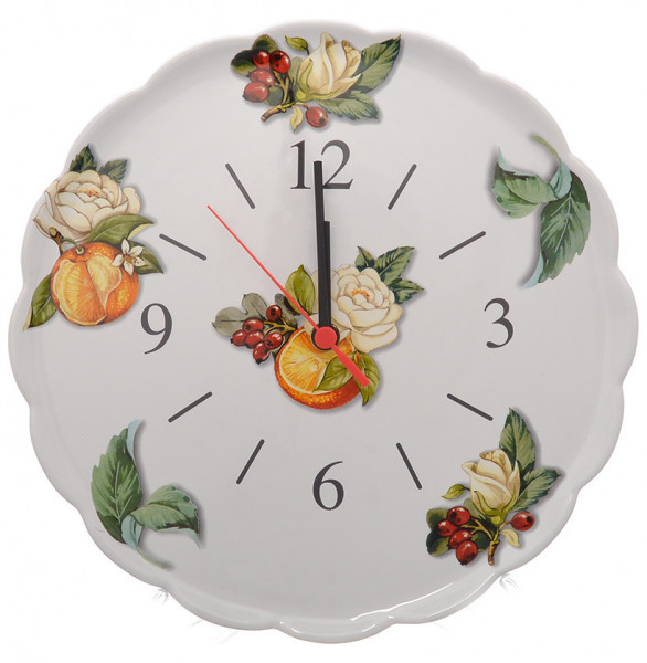 Часы настенные 29,5 см  Artigianato Ceramico by Caroline &quot;Artigianato ceramico /Апельсин и роза&quot; / 228182