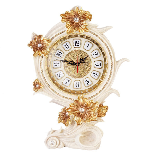 Часы каминные 58 см &quot;Royal Classics /Золотые цветы /Стразы&quot; / 151345