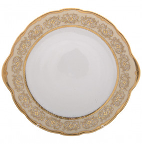 Пирожковая тарелка 27 см  Bavarian Porcelain "Мария-Тереза /Цветочная роспись /Бежевая" / 277841