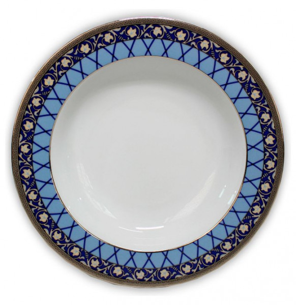 Набор тарелок 22 см 6 шт глубокие  Thun &quot;Кайро /Сетка на синем /платина&quot; / 244759