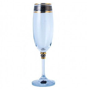 Бокалы для шампанского 190 мл 6 шт  Crystalex CZ s.r.o. "Оливия /Платиновая полоса с золотом" / 132117