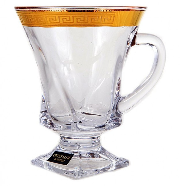Кружки для горячих напитков 150 мл 6 шт н/н  Crystalite Bohemia &quot;Квадро /Версаче золото&quot; / 147369