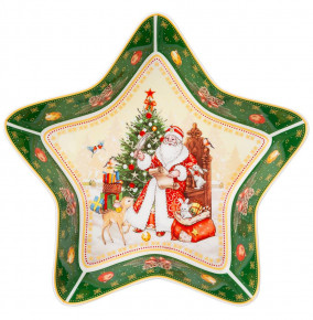 Блюдо 28 х 28 х 5 см Звезда зелёное  LEFARD "С Новым годом! /Дед мороз" / 254433