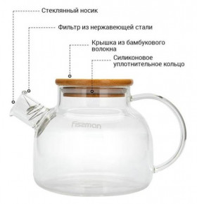 Заварочный чайник 1,2 л с бамбуковой крышкой "Fissman" / 212580