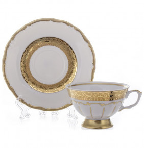 Набор чайных пар 200 мл 6 шт  Bavarian Porcelain "Мария-Тереза /Золотая лента" / 098579