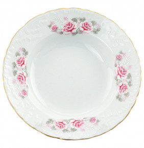 Набор тарелок 22,5 см 6 шт глубокие  Cmielow "Рококо /Серая роза /золото" / 123311