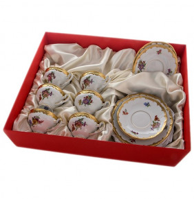 Набор чайный на 6 персон 18 предметов  Weimar Porzellan "Мейсенский букет /1042" (подарочная упаковка) / 118263