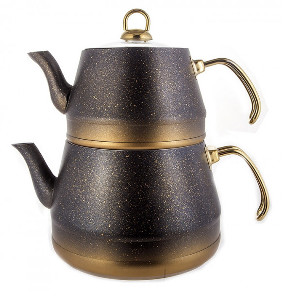 Набор чайников 2 предмета (заварочный 800 мл, чайник 1,8 л)  O.M.S. Collection &quot;Granite Tea Pot /Gold&quot; / 259173